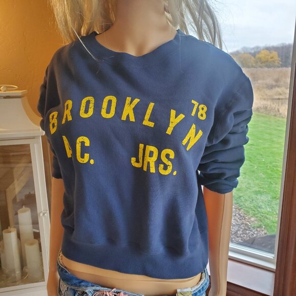 Riley Vintage Brooklyn Crew Size Large Navy Blue with Yellow Detailing - Picture 6 of 10